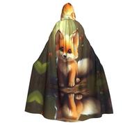 HJFCZH Cute Baby Fox Pattern Halloween Adult Hooded Cape Super Large Hooded Cloak with Bow Tie, No Zipper