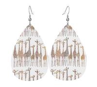 HJFCZH Cute Cartoon Funny Giraffes Prints Dangle Leather Earrings - Elegant Water Drop Drops for Festive Style & Everyday Chic