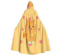 HJFCZH cute cartoon kitten Pattern Halloween Adult Hooded Cape Super Large Hooded Cloak with Bow Tie, No Zipper