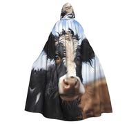 HJFCZH Cute Cow Pattern Halloween Adult Hooded Cape Super Large Hooded Cloak with Bow Tie, No Zipper