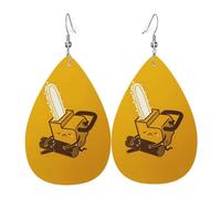 HJFCZH Cute Crying Chainsaw Prints Teardrop Leather Earrings - Lightweight Dangle Earrings for Women, Vivid Color Faux Leather Drops with Silver Plated Hooks, Stylish Jewelry