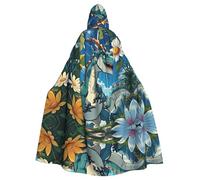 HJFCZH Cute Dinosaur Pattern Halloween Adult Hooded Cape Super Large Hooded Cloak with Bow Tie, No Zipper