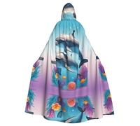 HJFCZH Cute Dolphins Prints Halloween Adult Hooded Cloak for various party and carnival settings