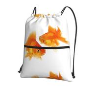HJFCZH Cute goldfish Prints Drawstring Zipper Backpack - Water-Resistant & Durable Gym Bag for Travel, Sports & Everyday Essentials