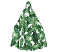 HJFCZH Cute green palm leaves Prints Hooded Cloak - Long Polyester Throw for Durable Cosplay & Halloween