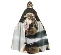 HJFCZH Cute hedgehog Prints Hooded Cloak - Long Cape, Comfortable Throw for Cosplay & Parties