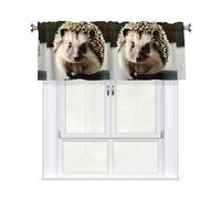 HJFCZH Cute Hedgehog Prints Kitchen Window Cover - 54x18 Inch Peach Skin Valance for Soft Lighting & Easy Style