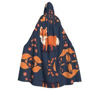 HJFCZH Cute Little Fox Pattern Adult Halloween hooded jacket cloak long party cloak suitable for men and women