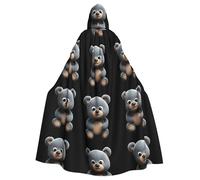HJFCZH Cute little grizzly bear Picture Halloween Adult Hooded Cape Cloak for wear during Halloween, role-playing