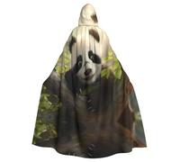 HJFCZH Cute Little Panda Pattern Halloween Adult Hooded Cape Super Large Hooded Cloak with Bow Tie, No Zipper