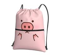HJFCZH Cute Pig Prints Drawstring Zipper Backpack - Water-Resistant & Durable Gym Bag for Travel, Sports & Everyday Essentials