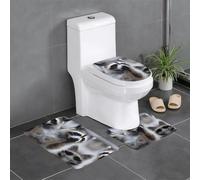 HJFCZH Cute Raccoon Prints 3 Piece Bathroom Rugs Set 24x16in - Plush Microfiber Throw Rugs for Superior Absorbency & Non-Slip Safety
