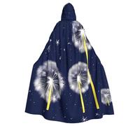 HJFCZH Dandelions in the night sky Pattern Adult Halloween hooded jacket cloak long party cloak suitable for men and women