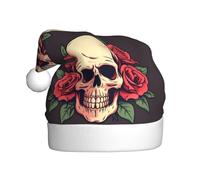 HJFCZH Day Of The Dead Sugar Roses Skull Picture Christmas Hat for Adult quality accessory soft, lightweight, and fluffy