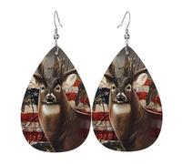 HJFCZH Deer Hunting Season Prints Teardrop Leather Earrings - Lightweight Dangles with Silver-Plated Hooks, Vivid Color & Hypoallergenic Design for Festive Occasions