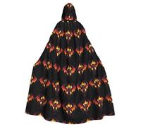 HJFCZH Demon in hell flames Pattern Halloween Adult Hooded Cape Super Large Hooded Cloak with Bow Tie, No Zipper
