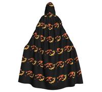 HJFCZH Devil with fire and smoke Pattern Halloween Adult Hooded Cape Super Large Hooded Cloak with Bow Tie, No Zipper