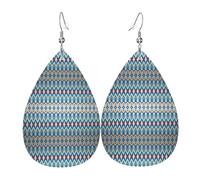 HJFCZH Diamonds Patterns Prints Teardrop Leather Earrings - Lightweight Dangles with Silver-Plated Hooks, Vivid Color & Hypoallergenic Design for Festive Occasions