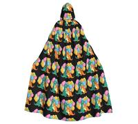 HJFCZH Dinosaur Balloon Party Pattern Halloween Adult Hooded Cape Super Large Hooded Cloak with Bow Tie, No Zipper
