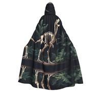 HJFCZH Dinosaur Skeleton Printed Halloween Adult Hooded Cloak for various party and carnival settings