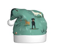 HJFCZH dogs playing on the lawn Prints Christmas Hat for Adult for Christmas, Halloween, New Year, sales, promotions