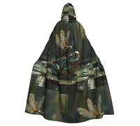 HJFCZH Dragonfly on a frog Picture Halloween Adult Hooded Cape Super Large Hooded Cloak