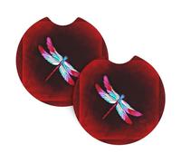 HJFCZH Dragonfly on Red Background Prints Car Cup Coasters 2-Pack - Neoprene Drink Covers for Worry-Free Driving & a Spotless Interior - Fits Most Vehicles