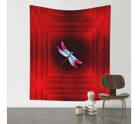 HJFCZH Dragonfly on Red Background Prints Wall Decor Tapestry 60x51in - Boho Dorm Room Backdrop, Beach Blanket & Stylish Sofa Throw
