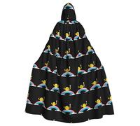 HJFCZH Draw a rainbow smiley face Pattern Halloween Adult Hooded Cape Super Large Hooded Cloak with Bow Tie, No Zipper