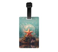 HJFCZH Durable PVC Luggage Tag with Detachable Wristband for Travel | Suitcases, Backpacks - Bulk Set for Men Women Starfish In Bubbles Prints