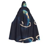 HJFCZH Earth And Moon Printed Halloween Adult Hooded Cape Super Large Hooded Cloak