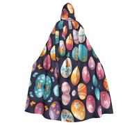 HJFCZH Easter Eggs On Butterfly Wings Printed Halloween Adult Hooded Cloak for various party and carnival settings