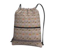 HJFCZH Egg Cup Noodle Ramen Prints Drawstring Zipper Backpack - Lightweight Water-Resistant Gym Bag for Travel, Sports & Yoga - Durable Foldable Cover with Front Pocket