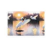 HJFCZH Egrets Playing By The Lake Prints Placemats Set of 6 12x18in - A Great Housewarming Gift for a Warm & Stylish Home