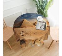 HJFCZH Egyptian Pyramid in Desert Prints Round Table Throw 60 Inch - High-Grade Polyester Table Cover, Waterproof & Wrinkle-Resistant Decor for Dining Room, Coffee Table, Parties