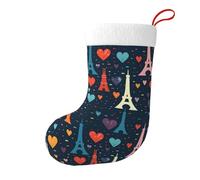 HJFCZH eiffel tower love paris Printed Christmas Decorative Socks for storing gift cards, candy, small toys