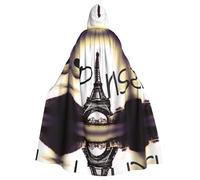 HJFCZH Eiffel Tower Love Paris Prints Hooded Cloak - Extra Large Cape with Drawstring, Cozy Layer