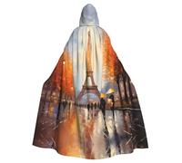 HJFCZH Eiffel Tower Paris Painting Printing Halloween Adult Hooded Cloak is a super large, comfortable, and durable cloak