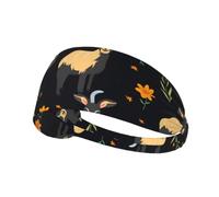 HJFCZH Elastic Exercise Headband - Sweat-Absorbing Sports Throw | for Running Yoga & More Cute Black Goat Animal Printing