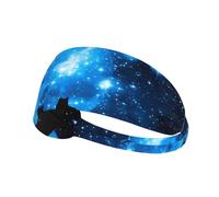HJFCZH Elastic Exercise Headband - Sweat-Absorbing Sports Throw | for Running Yoga & More Starry Sky And Wolves Printing