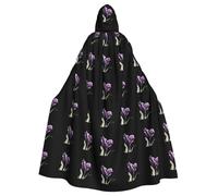 HJFCZH Elegant Tulip Purple Flower Prints Hooded Cloak - Extra Large Cape with Drawstring, Cozy Layer