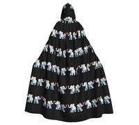HJFCZH Elephants fighting for the apple Pattern Halloween Adult Hooded Cape Super Large Hooded Cloak with Bow Tie, No Zipper