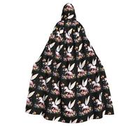 HJFCZH Fantasy unicorn in the sea of flowers Pattern Halloween Adult Hooded Cape Super Large Hooded Cloak with Bow Tie, No Zipper
