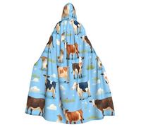 HJFCZH Farm Animal Cow Printed Halloween Adult Hooded Cloak for various party and carnival settings