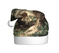 HJFCZH Fawn beneath the cedar Picture Christmas Hat for Adult quality accessory soft, lightweight, and fluffy