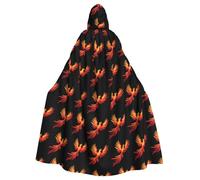 HJFCZH Fire phoenix flying in the starry sky Pattern Halloween Adult Hooded Cape Super Large Hooded Cloak with Bow Tie, No Zipper