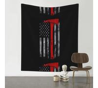 HJFCZH Firefighter Axe Red Line Flag Prints Wall Decor Tapestry 60x51in - Boho Dorm Room Backdrop, Beach Blanket & Stylish Sofa Throw