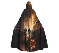 HJFCZH Firefighters fighting fires Printed Halloween Adult Hooded Cape Cloak for wear during Halloween, role-playing