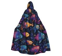 HJFCZH Fish Under The Sea Printed Halloween Adult Hooded Cloak for various party and carnival settings