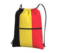 HJFCZH Flag of Belgium Prints Drawstring Zipper Backpack - Lightweight Water-Resistant Gym Bag for Travel, Sports & Yoga - Durable Foldable Cover with Front Pocket
